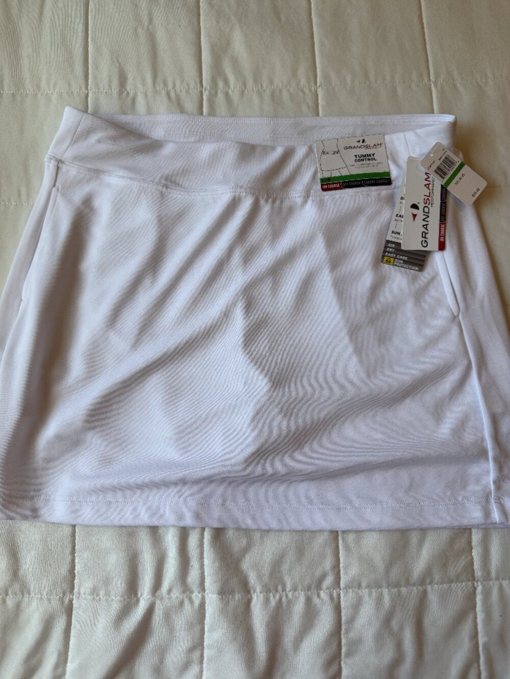 Grand Slam Tennis Golf Skort White Tummy Control Large NWT